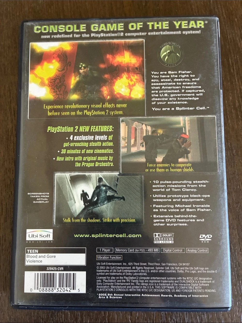 Sony PlayStation 2 Tom Clancy's Splinter Cell - Black & Green